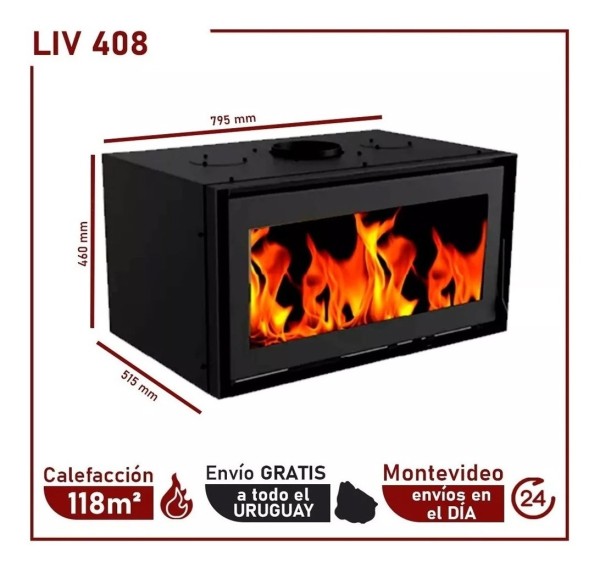 Calefactor A Leña Liv408 Inserto 800mm Doble Combustión - Imagen 2