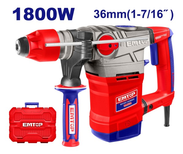 Rotomartillo 1800w 7j Sds Plus 850rpm Emtop Con Accesorios - Imagen 2