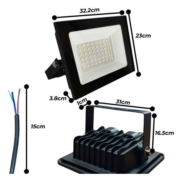 Foco Reflector Led 200w Luzfria Blanca 6500k Intemperie Ip65 - Imagen 2