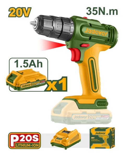 Atornillador 20v Bateria 2ah Y Cargador Jadever Jdcdp511 - Imagen 2