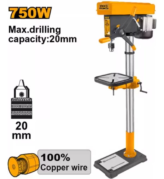 Taladro De Pie Banco 20mm Industrial 16vel 750w Ingco - Imagen 2
