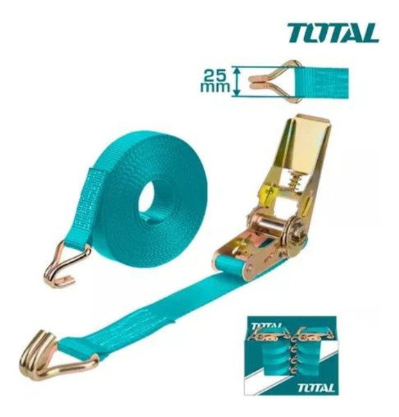 Cinta Catraca Sujeción Total 1 Ton 25mm 6mt Carga Camion - Imagen 2