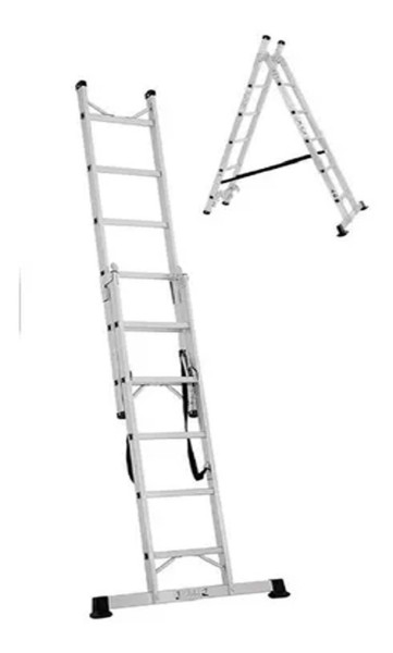 Escalera De Aluminio Extensible 2 Tramos 14 Esc. Industrial