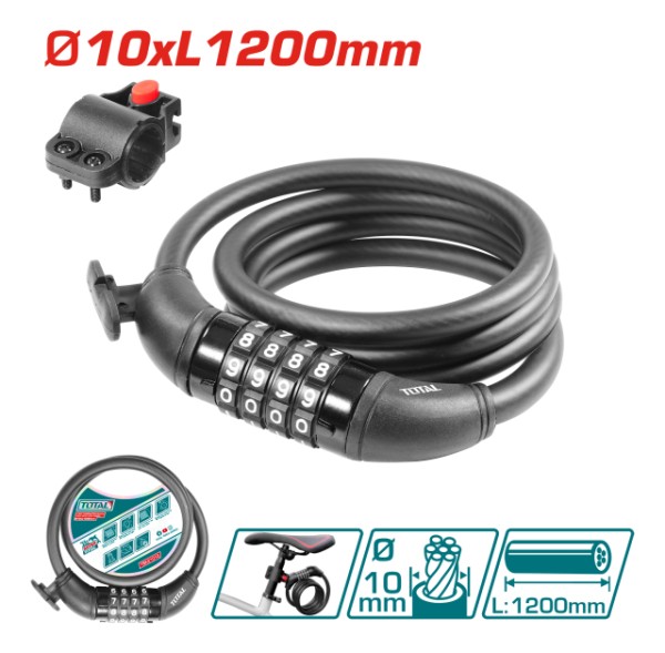 Candado Tranca De Bicicleta Con Combinación Total Tbk21012 - Imagen 2