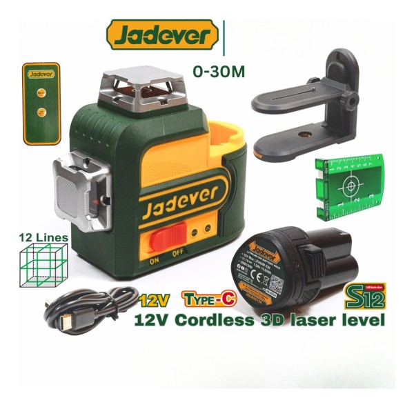 Nivel Laser 12 Líneas 3d Verde Con Batería 12v Jadever 30m - Imagen 3