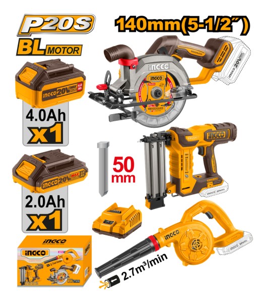 Kit Sierra Circular Mas Clavadora Sopladora Ingco - Imagen 2