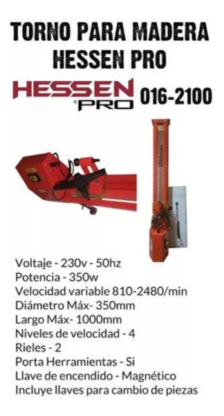 Torno Para Madera Hessen Pro 1/2hp Carpintería 016-2100 - Imagen 4