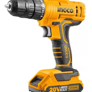 Taladro Atornillador 10mm Con 1 Bateria 20v Litio Ingco P20 Color Amarillo Frecuencia 50 Hz/60 Hz