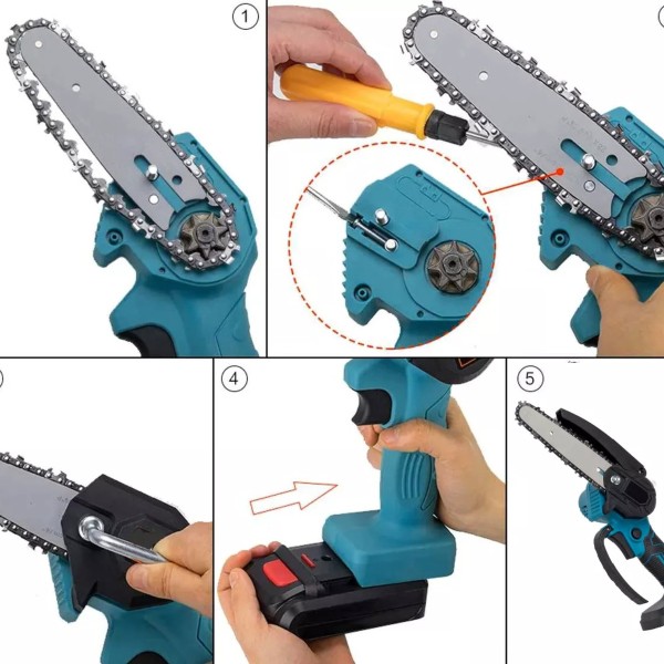 Mini Motosierra 21v 6 Pulgadas Con 2 Baterias Maletin - Imagen 4