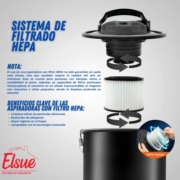 Aspiradora Cenizas 1200w 18l Estufas Leña Pellet Parrillero - Imagen 5