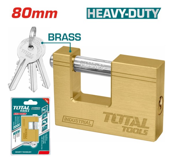 Candado Antipalanca Bronce Macizo 80mm Total Tlk32803 Elsue - Imagen 2