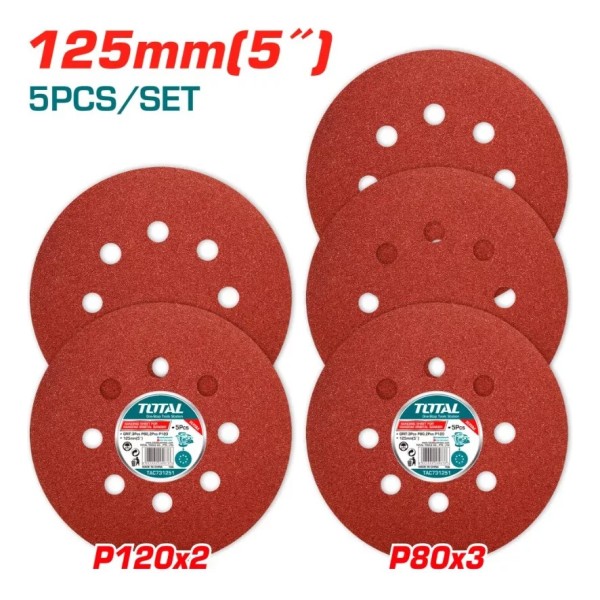 Set 50 Lijas Con Velcro Lijadora Roto Orbital 5 125mm Total - Imagen 3