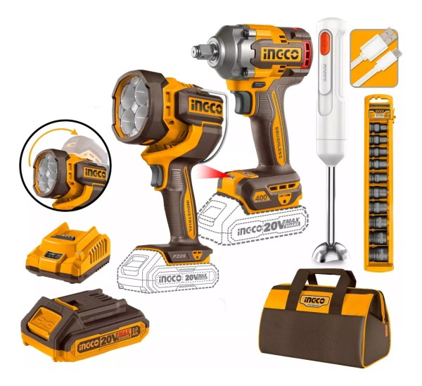 Set Llave De Impacto Bate + Linterna Mixer Cosli240961 Ingco