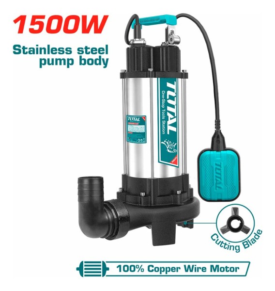 Bomba Pozo Negro Con Triturador 1500w 2hp Total Twp7150026 - Imagen 2