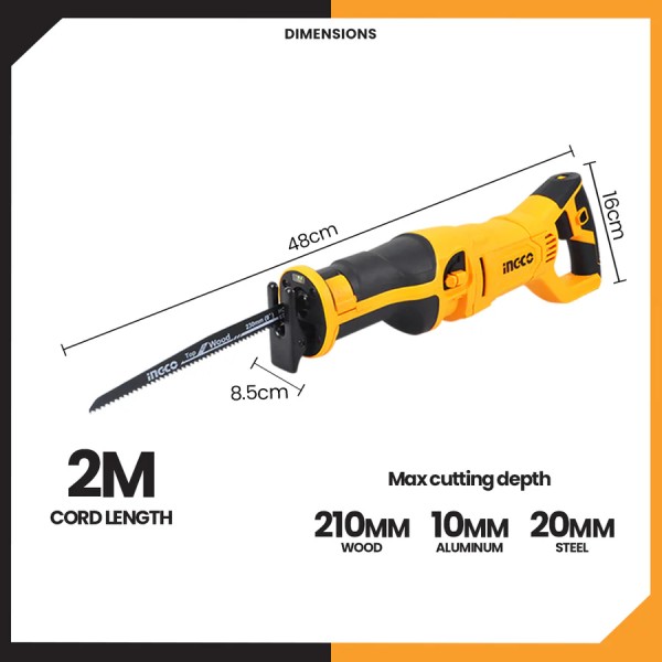 Sierra Sable Para Madera/metal 1200w Ingco Rs12001 - Imagen 4