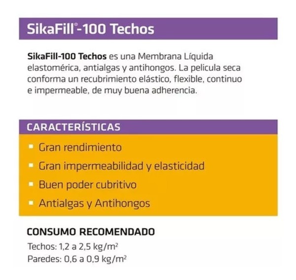 Membrana Líquida Sika Sikafill - 100 Techos 20kg Colores - Imagen 2