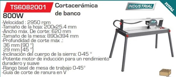Mesa Cortadora De Cerámica 62cm Total 800w - Imagen 2