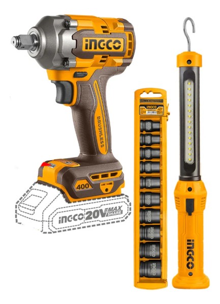 Kit Llave Impacto 20v + Linterna Rec + Dad Cosli23011 Ingco
