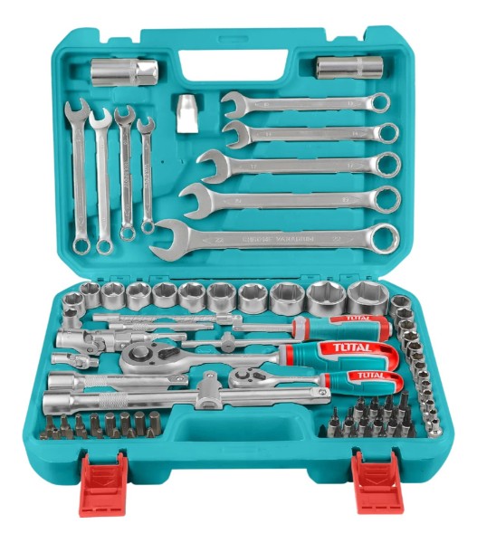 Kit De Herramientas Llaves Crique Y Dados 82ps 1/4-1/2 Total