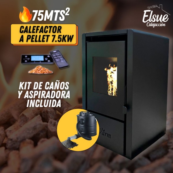 Calefactor Pellet 7,5 Kw Warm 75m2 - Imagen 3
