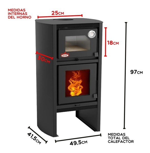 Calefactor Horno Doble Combustion Metavila Lyon 110mt2 Elsue - Imagen 6