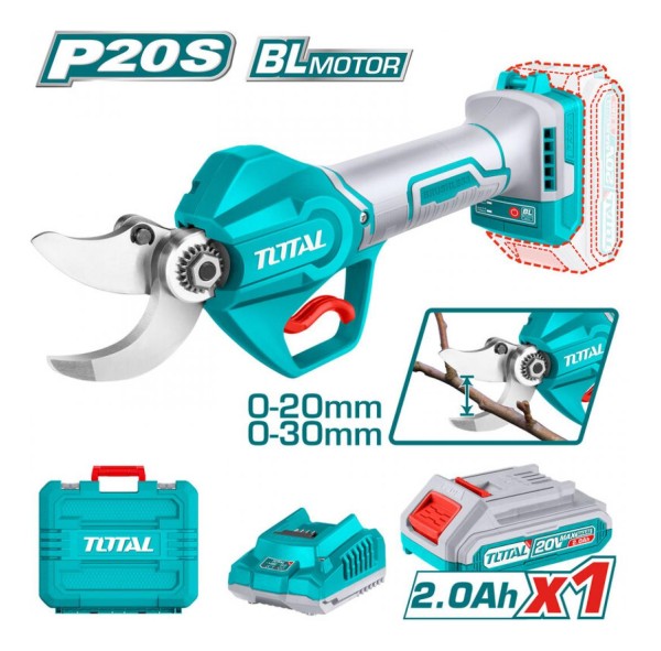 Tijera De Poda 20v 0-30 Mm Con Bateria 2ah Y Cargador Total - Imagen 2