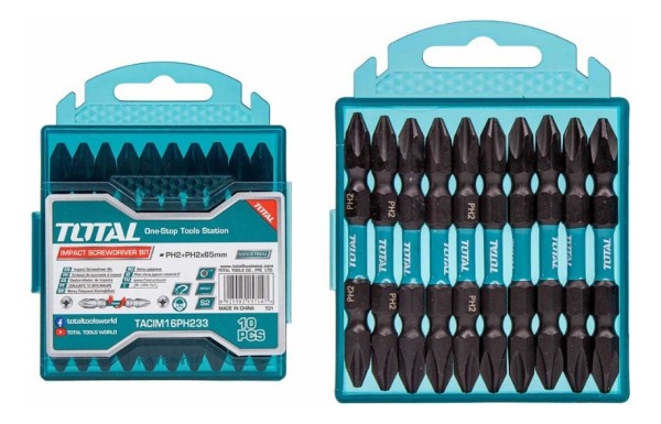 Set 10 Puntas Impacto Dobles Ph2 65mm Total Tacim16ph233