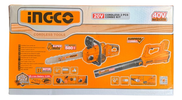 Kit Motosierra + Soplador Inalámbricos + 2 Bat 5.0ah Ingco - Imagen 3